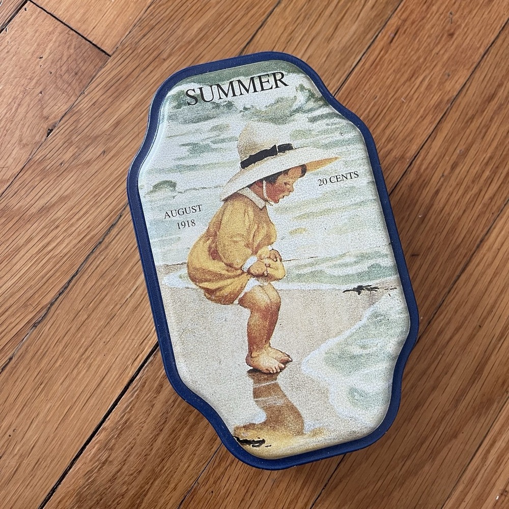 Vintage Good Housekeeping Set 4 Seasons Metal Tins Spring Summer Autumn Winter - Picture 2 of 12